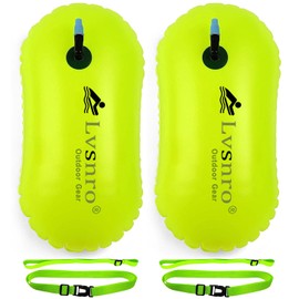 Swim Buoy Float – 2 Pack Swimming Safety Bubble with Adjustable Waist Belt,Lightweight Swim Float for Open Water Swimmers,Triathletes,Snorkelers,Kayakers & Swim Trainers (Neon Yellow)