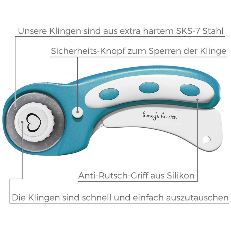 Honey's Heaven 45 mm Rotary Cutter Fabric Cutter Set Including