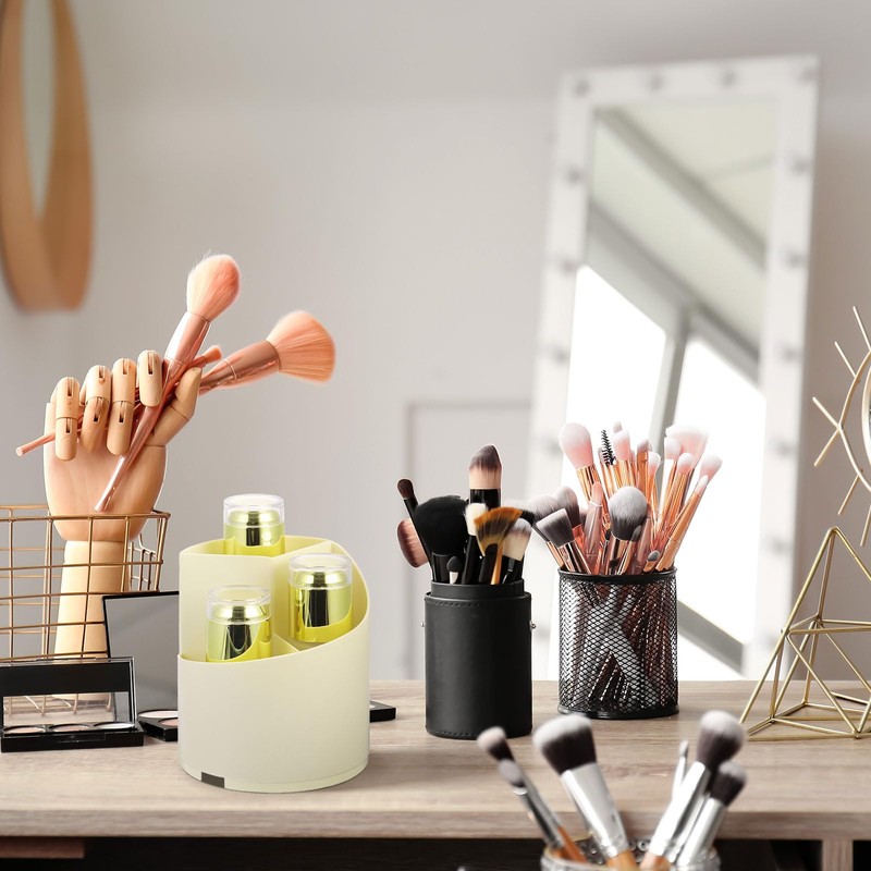 sourcing map Makeup Brush Holder, 360 Rotating Makeup Brushes Organizer,