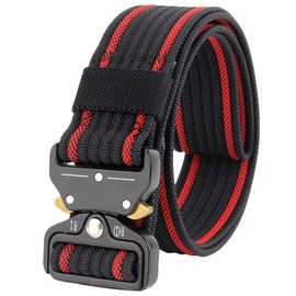 White Fang BT915 Men's Belt, Buckle, Comfortable, Fit, Daily Style, Stylish, Accent, multicolor (black / red)