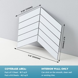 HOMEART White Herringbone Peel and Stick Backsplash, Self Adhesive Faux Ceramic Chevron Backsplash Stick on Wall Tiles for Fireplace Kitchen Bathroom (6 Sheets)