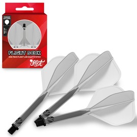 Shot! Darts Flight Deck One Piece Dart Flight and Shaft System - Set of 3 (Inbetween, Clear)