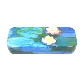 DAHO Mega Tin Pencil/Storage Box with World Famous Arts for Office, Home, Makeup, Accessories Storage (Les Nymphéas)