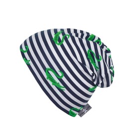 Sterntaler Boys Slouch Beanie with Stripe Pattern and Crocodile Print, Blue (Marine 300)
