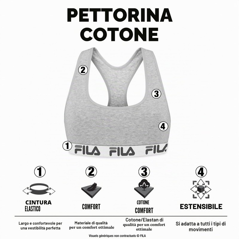 FILA Reggiseno Sportivo Donna in cotone, senza rinforzo, set di