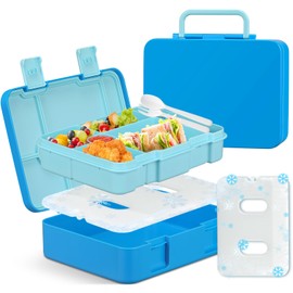 JOOPETALK Chill Bento Lunch Box for Kids Adult with Ice Pack Keep Food Cold Fresh 5-Compartment Reusable Leak Proof Lunch Container for Girl Boy School Dishwasher & Freezer Safe