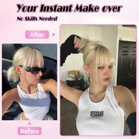 SUKRI Blonde Claw Clip Messy Bun Hair Piece Short Straight Hair Bun Synthetic Ponytail Extension for women,Clip-on Feather Bun for Daily Party