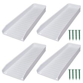 Gutter Downspout Splash Block,16.3"Drain Gutter Guard Diverter,Gutter Downspout Extensions for Water Drainage, Fixable Down Spout Drain Trays,Drainage to Protect House Foundations (4PC White)