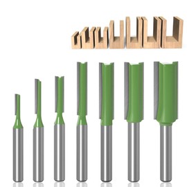WHC 7 Piece Groove Cutter 6 mm Shank, Straight Cutter Set, Router Cutter Groove Cutter, Wood Cutter for Router, End Mill Wood, Wood Cutter Router Bit, 3-12 mm Wood Cutter Router Bit for Grooving Wood