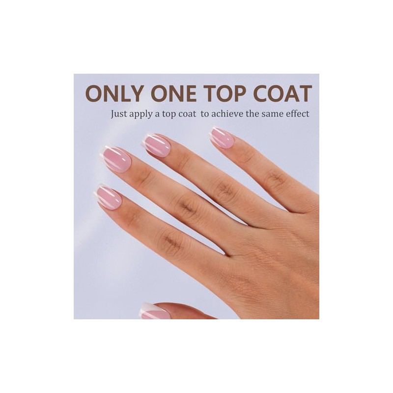 Misssix Uñas Postizas Francesas De Gel, 150 Unidades, Cortas, Cuadradas,