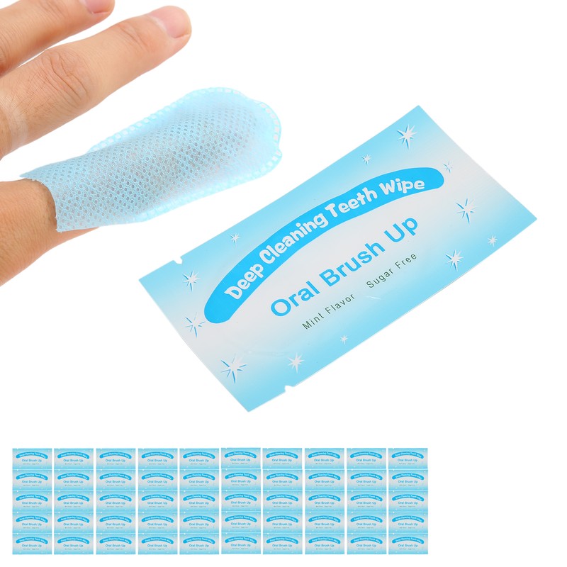 50pcs Disposable Finger Teeth Wipes Travel Portable Cleaning Dirt Removal