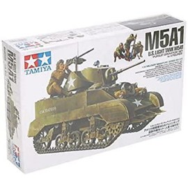 Tamiya 35313 1/35 Military Miniature Series No. 313 US Army Light Tank M5A1 Hedgehog Chase Operation Set with 4 Dolls Plastic Model