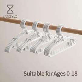 LANZYLO Baby Hangers for Closet, Non-Slip Baby Clothes Hangers, Adjustable Toddler Hangers for Girl Boy Infant Kid Hangers, Space Saving Childrens Hangers,White (20)