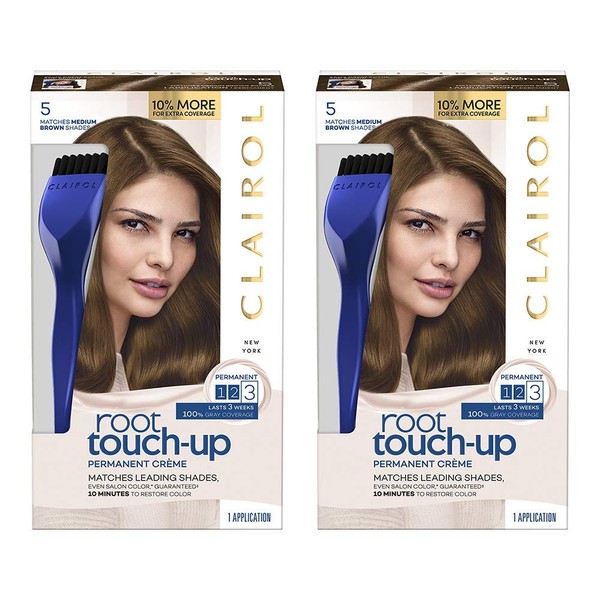 Clairol Root Touch-Up by Nice'n Easy Permanent Hair Dye, 5 Medium Brown Hair Color, 1 Count (Pack of 2)