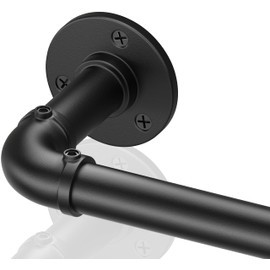 Curtain Rods for Windows 120 to 170, Heavy Duty Industrial Curtain Rods, Black Blackout Curtains Rod, Wrap Around Outdoor curtains rods for patio, 1 Inch Adjustable Drapery Pole 144-170"