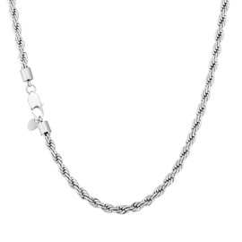 KRKC Men's Necklace Cord Chain 18 K Gold Plated / Silver Colour Stainless Steel 3/4/6 mm Rope Chain, Nickel-Free Chain for Men Length 45-61 cm, Stainless Steel