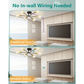 HAPYTHDA Wireless Light Switch, No in-Wall Wiring Required Wireless Switch, Waterproof Remote Control Light Switch Fixture for Led Light/Ceiling Lights/Fans, 1300ft RF Long Range, Programmable