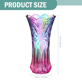 Flower Vase: Clear Rainbow Crystal Glass Vase - Glass Plant Vase for Floral Arrangements, Centerpieces, Weddings, Housewarming, Kitchen Home