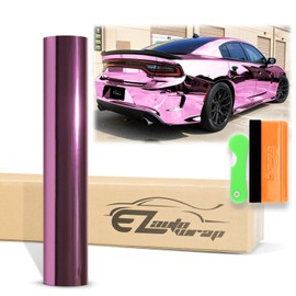 12"x60" (1FTx5FT) Supercast Chrome Pink Vinyl Wrap Sticker Car Auto Vehicle Motorcycle DIY Decal Sheet with Air Release Channel Bubble Free Self Adhesive Peel and Stick Free Tool Kit