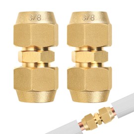 SUPAWAY Double Nipples for Copper Pipes 3/8 Inch Air Conditioning Screw Connection Air Conditioning Copper Pipe Extension No Welding Copper Pipe Diameter 9.52 mm Copper Pipes Accessories with 2 Union