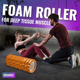 Foam Roller for Deep Tissue Muscle Massage | Fitness Gym Physio | Massage Roller for Legs, Back and Arms | Trigger Point Muscles Therapy | Lightweight | 33x14cm (Orange)