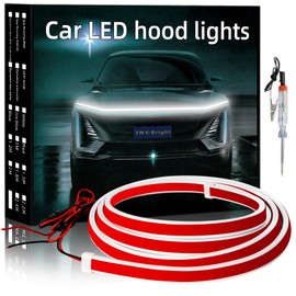 YM E-Bright Led Hood Light Strip Exterior Led Strip Lights for Cars Waterproof Flexible DRL Dynamic Scan Start Up Hoodbeam Kit Daytime Running Light for Car,Truck,SUV,12V 70inch White,1 Set
