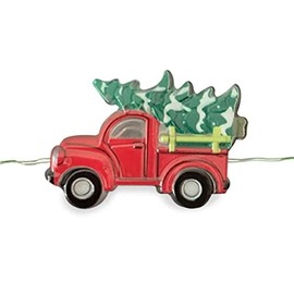 Envogue Winter Wonder Lane Vintage Red Truck with Christmas Tree Holiday Battery Operated Mini Indoor String Lights 18 LED Lights 6.9 Feet Long