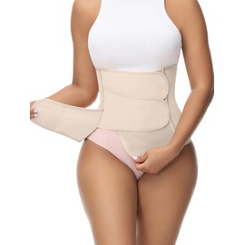 SHAPSHE Waist Trainer for Women Postpartum Recovery Wrap Waist Cincher Corset Shapewear Belly Band Beige