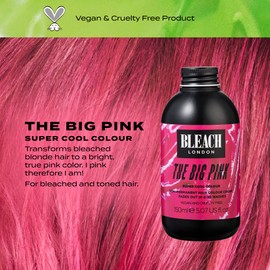 Bleach London The Big Pink Colour - Semi-Permanent Hair Colour, Bright True Pink, Vegan, Cruelty Free, Vibrant Temporary Hair Colour Cream, 150 ml