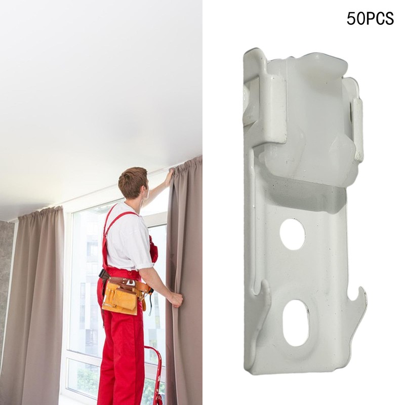 Fonowx 50Pcs Ceiling Mount Brackets Straight or Curved Curtain Curtain