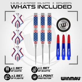 WINMAU Darts Epix 24g 90% Professional Tungsten Darts Set with Steel Tip with Dart Flights and Dart Shafts