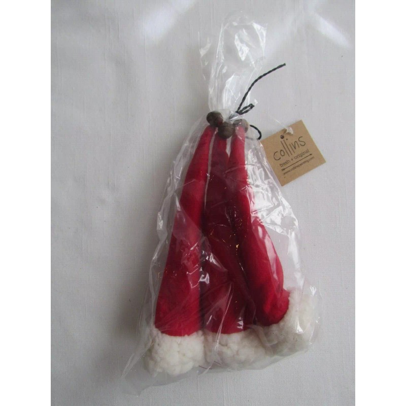 Santa HAT Christmas ornaments / package gift toppers 3pc set