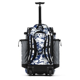 Boombah Catchers Superpack Hybrid Digital Camo Bat Bag PS-9060-3000C23 Gray/Royal Blue - Wheeled & Backpack Version