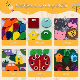 NUOLUTH Montessori Busy Book for Toddlers 1-3, Toddler Busy Board Felt Quiet Book for Baby, Preschool Learning Activities Educational Sensory Toy for Kids Gift