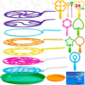 JOYIN 23 Pcs Big Bubble Wands Set, Giant Bubble Maker with Tray, Large Bubble Wands Bulk for Kids Outside Blowing, Nice Bubble Toys for Summer Easter Party Favor Birthday Toddlers