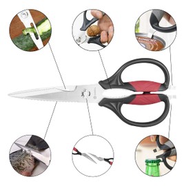 BBSol Kitchen Scissors Heavy Duty - Kitchen Shears Multipurpose - Stainless Steel Premium Quality Scissors - Dishwasher Safe meat shears - Sharp Scissors for Cutting Chicken Poultry, Meat, Fish, Herb