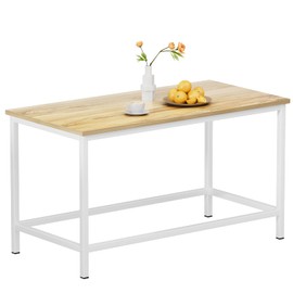 SAYGOER Small Rectangular Coffee Table Simple Modern Open Design Minimalist Center Table for Living Room Small Spaces, Easy Assembly, 31.5 x 15.7 x 17.7, Oak White