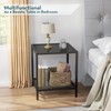 SAYGOER Black Side Table Small Glass End Table 2-Tier Narrow