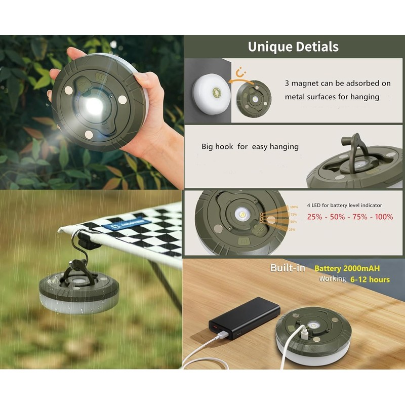 Camping Lights String,4 in 1 Upgraded Outdoor String Lights with