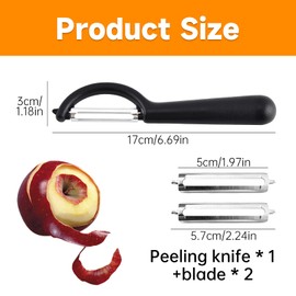 Sparschäler,Schäler Mit 2 Ersatzklingen,Kartoffelschäler Küche,Schälmesser Set,Doppelklingen-Multifunktionsschäler Edelstahl,Kunststoffgriff,Universell,Leicht Zu Schälen Reinigung,für Obst Gemüse Etc