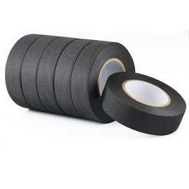 Lichamp 6-Pack Cloth Electrical Tape Automotive, 3/4 in x 66ft x 5.9 mil, No Residue Fabric Wire Harness Tape High Temp Wiring Loom Tapes, B206