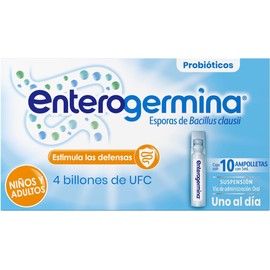 Enterogermina probióticos 4 billones, vial sin refrigeración, 10 amps.