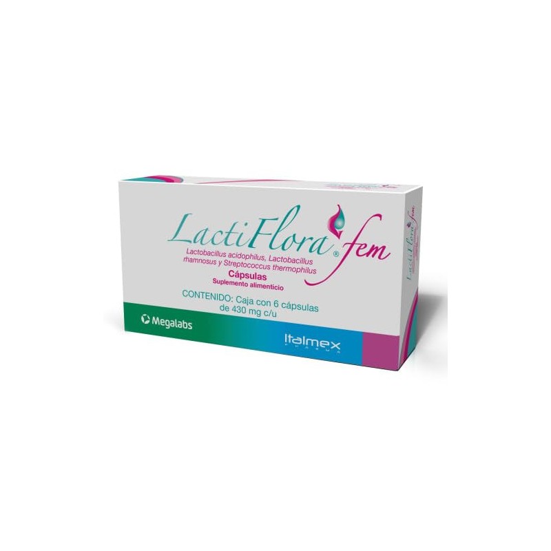 Lactiflora Fem Suplemento Alimenticio Simbiótico Lactobacillus Rhamnosus Inulina Caja Cápsulas