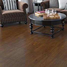 HotDecor Self Adhesive Waterproof Flooring Wood Planks for Bathroom 12 x 12 inch Brown Wood Look Peel and Stick Floor Tile DIY Flooring for Kitchen Dining Room Bedroom 4-Pack Tiles