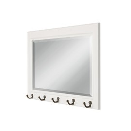 DesignOvation Kate and Laurel Pub Mirrors with 5 Metal Hooks, White