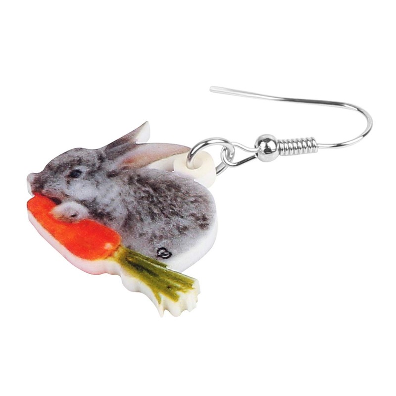 WEVENI Acrylic Easter Eggs Bunny Rabbit Hare Earrings Dangle Drop