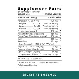 MICHAEL'S Health Naturopathic Programs Digestive Enzymes - 180 Capsules - Assists in Digesting Protein, Fats, Starch, Dairy & Carbohydrates - 60 Servings