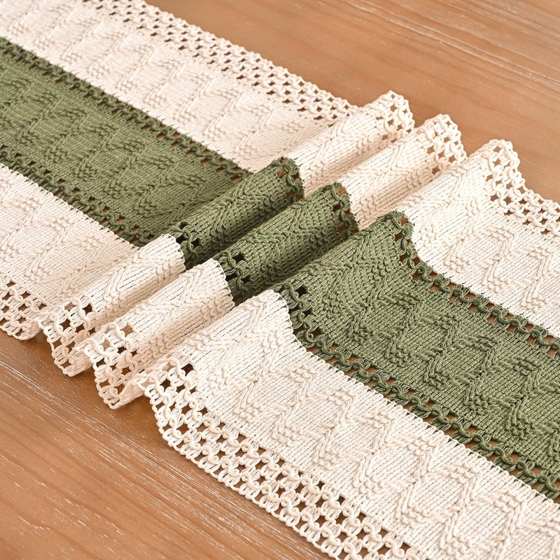 Aisybaklyn Table Runner Green Autumn Decoration Wedding Decoration Rustic Boho