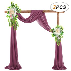 auons Wedding Bow Sheer Curtains Background, 600 x 75 cm Voile Curtain, Chiffon Draping, Tulle Fabric Curtains, Arbor Drapery for Wedding Ceremony, Reception, Party, Ceiling Decor, Pale Mauve, 2