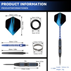WayArrival 3er Set Steel-Dartpfeile - 24g Dartpfeile mit Metallspitze, Perfekt für Profis und Anfänger